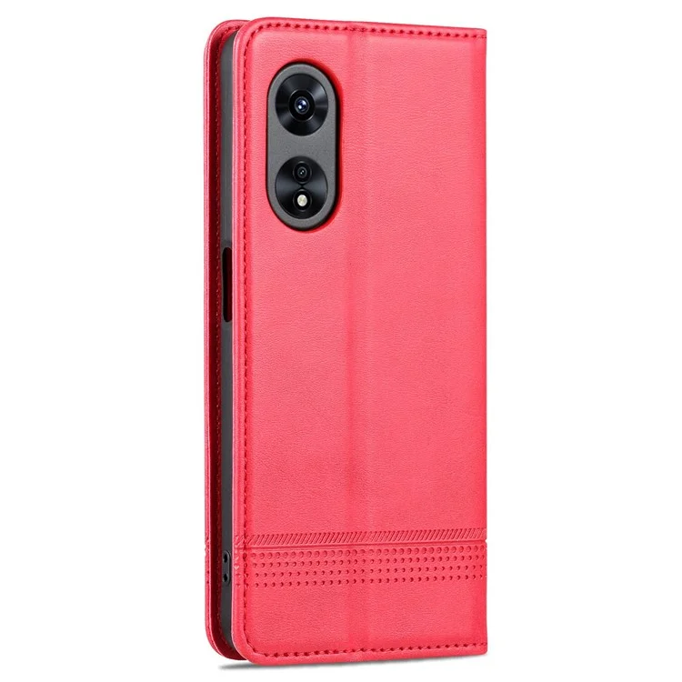 AZNS Protection Protection PU Cuir PU Pour Oppo A97 5G Magnetine Closure Pauture Sur Bourne - Rouge