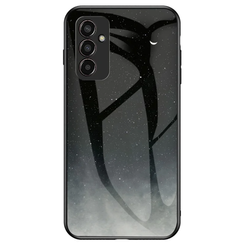 Couverture Arrière Pour Samsung Galaxy M13 4G, Starry Sky Pattern Design TPU Temperred Glass PC Phone Protector - Croissant Étoilé