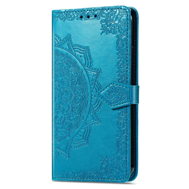 Per Oppo A57 4G / A57 (2022) 5G / A77 4G / A77 5G / Realme Narzo 50 5G Case Del Portafoglio di Motivi Mandala in Rilievo PU Stand Peth Coperchio Magnetic - Blu