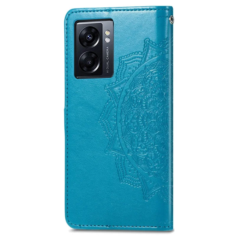 Per Oppo A57 4G / A57 (2022) 5G / A77 4G / A77 5G / Realme Narzo 50 5G Case Del Portafoglio di Motivi Mandala in Rilievo PU Stand Peth Coperchio Magnetic - Blu