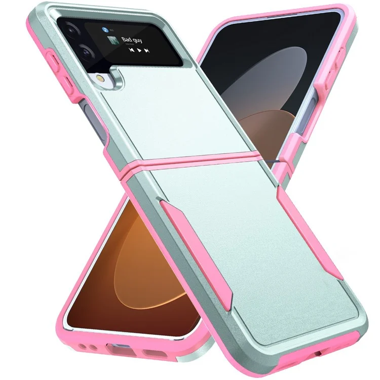 Stoßfeste Hülle für Samsung Galaxy Z Flip4 5G, PC + TPU-Handyhülle, stoßfeste, schlanke Hülle - Pink / Grün