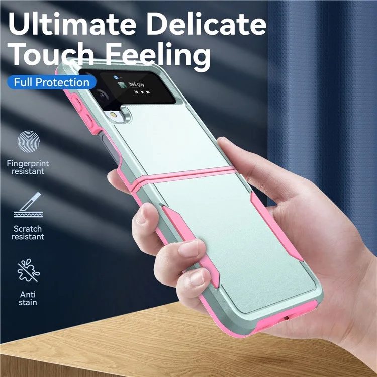 Stoßfeste Hülle für Samsung Galaxy Z Flip4 5G, PC + TPU-Handyhülle, stoßfeste, schlanke Hülle - Pink / Grün