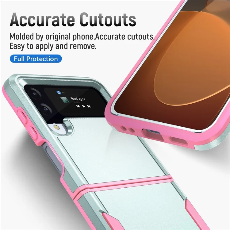 Stoßfeste Hülle für Samsung Galaxy Z Flip4 5G, PC + TPU-Handyhülle, stoßfeste, schlanke Hülle - Pink / Grün