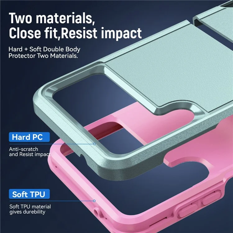 Stoßfeste Hülle für Samsung Galaxy Z Flip4 5G, PC + TPU-Handyhülle, stoßfeste, schlanke Hülle - Pink / Grün