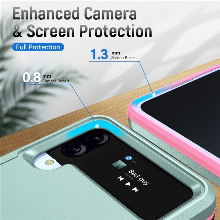 Stoßfeste Hülle für Samsung Galaxy Z Flip4 5G, PC + TPU-Handyhülle, stoßfeste, schlanke Hülle - Pink / Grün