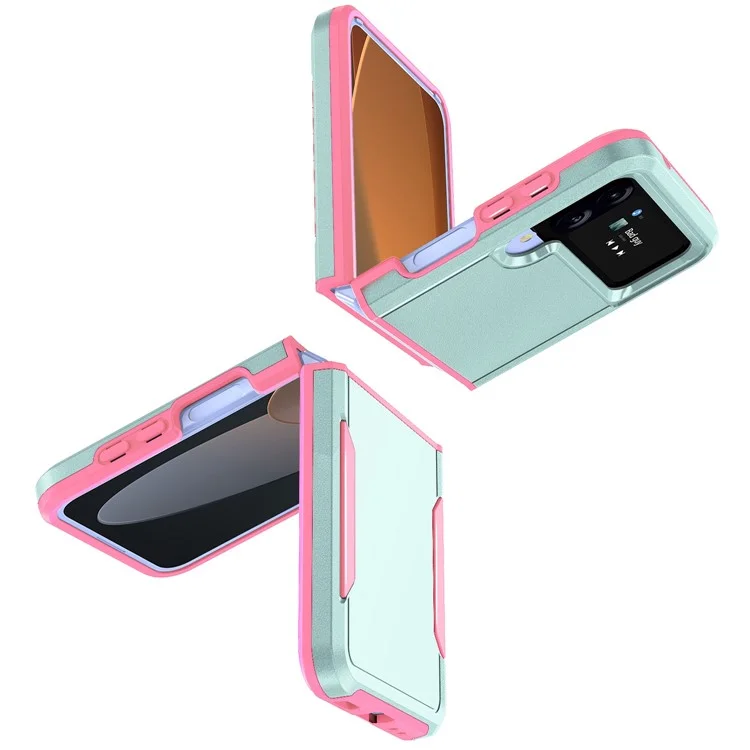 Stoßfeste Hülle für Samsung Galaxy Z Flip4 5G, PC + TPU-Handyhülle, stoßfeste, schlanke Hülle - Pink / Grün