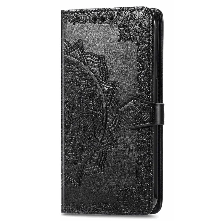 Для Nokia X10 5G / X20 5G PU Leather Flip Phone Case Mandala Pattern Embossed Magnetic Closure Stand Folio Wallet Cover with Strap - Black