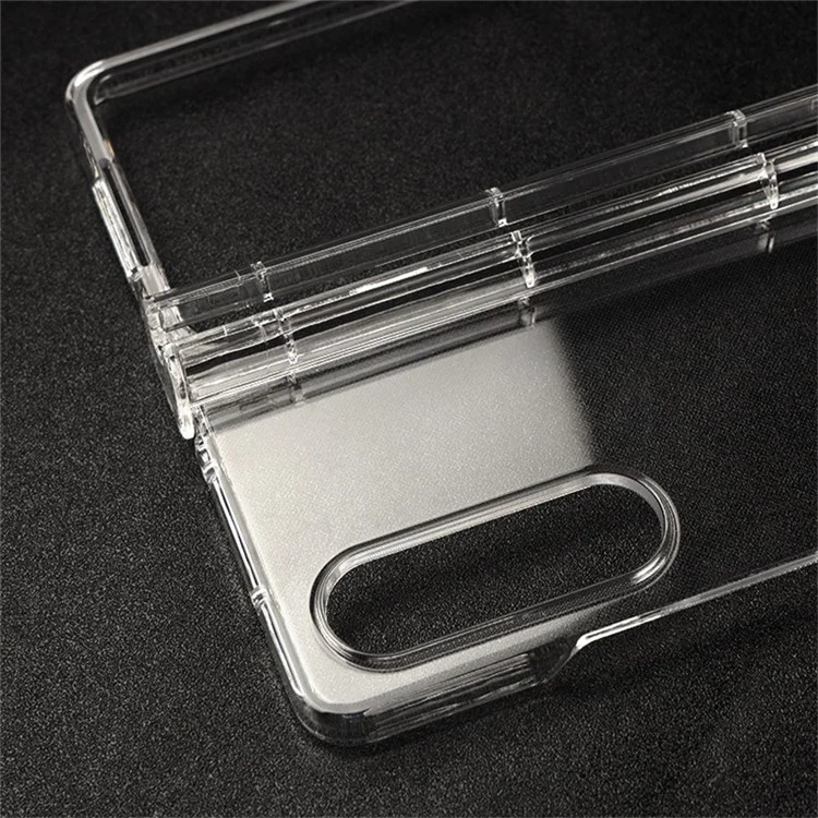 For Samsung Galaxy Z Fold4 5G Transparent Folding Phone Case Wear-resistant Anti-fall Cover with Pen Holder