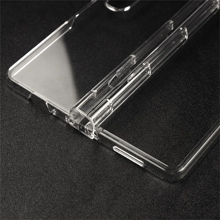 For Samsung Galaxy Z Fold4 5G Transparent Folding Phone Case Wear-resistant Anti-fall Cover with Pen Holder