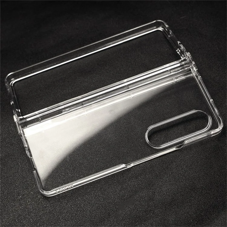 For Samsung Galaxy Z Fold4 5G Transparent Folding Phone Case Wear-resistant Anti-fall Cover with Pen Holder