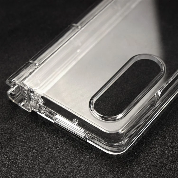 For Samsung Galaxy Z Fold4 5G Transparent Folding Phone Case Wear-resistant Anti-fall Cover with Pen Holder