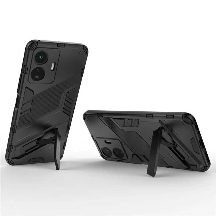 Для Vivo Y77 5G Hybrid TPU + PC Chase Case Kickstand Antipratch Mobile Phone Back Phore - Черный