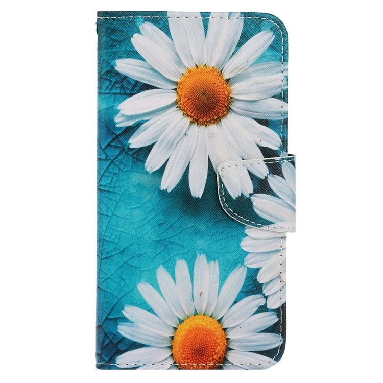 Pour Iphone 14 Pro Max 6,7 Pouces Case de Téléphone de la Texture Transversale Patriage PU en Cuir PU Couvercle de Portefeuille de Support de Choc - Chrysanthème