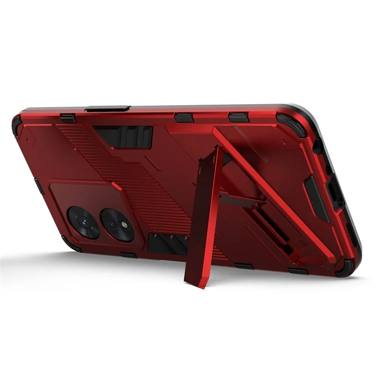 For Oppo A97 5G Hybrid TPU + PC Phone Case Drop Resistant Kickstand Feature Back Cover - Red