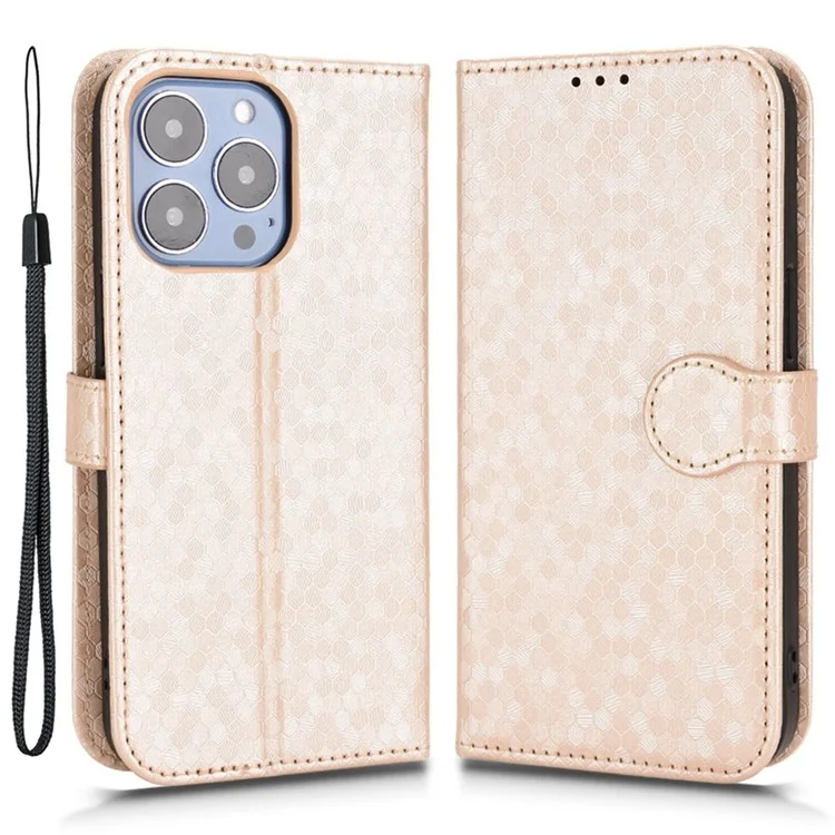 Per Iphone 13 Pro Max 6,7 Pollici Ben Protetto Magnetic Class Dot Pattern Exprinted Cover Leather Worth Cover Wallet Book Style Case - Oro