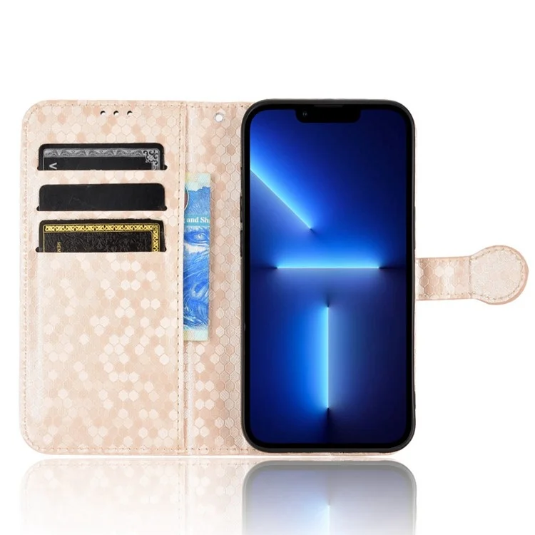 Per Iphone 13 Pro Max 6,7 Pollici Ben Protetto Magnetic Class Dot Pattern Exprinted Cover Leather Worth Cover Wallet Book Style Case - Oro
