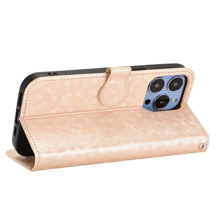 Per Iphone 13 Pro Max 6,7 Pollici Ben Protetto Magnetic Class Dot Pattern Exprinted Cover Leather Worth Cover Wallet Book Style Case - Oro