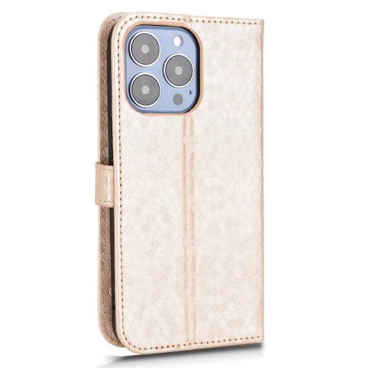 Per Iphone 13 Pro Max 6,7 Pollici Ben Protetto Magnetic Class Dot Pattern Exprinted Cover Leather Worth Cover Wallet Book Style Case - Oro