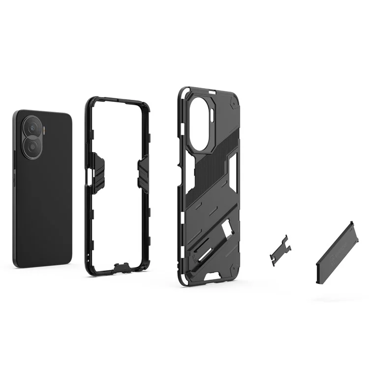 Per Onore X40i 5g Shock Shock Ibrido Tpu + Telefono pc Cavellatore Back Cover - Nero