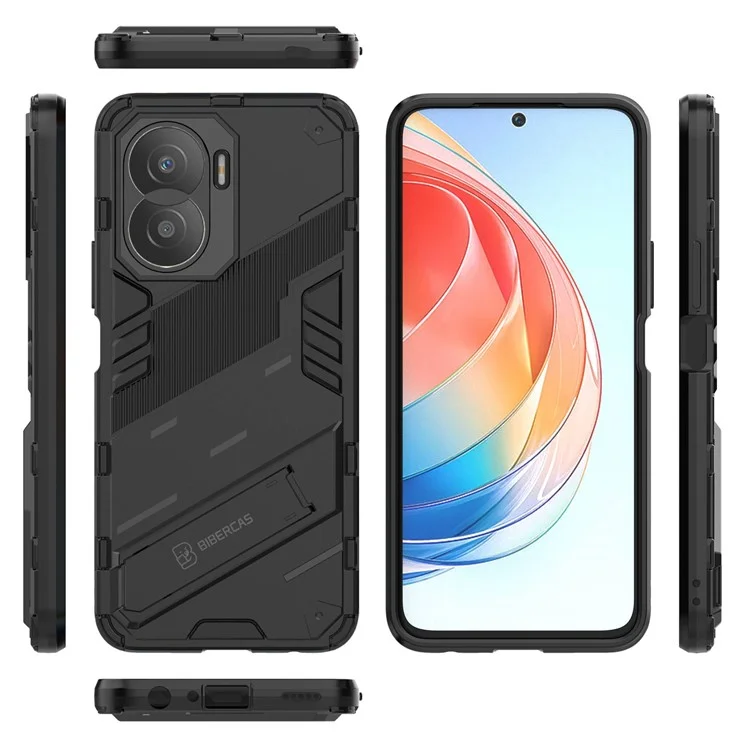 Per Onore X40i 5g Shock Shock Ibrido Tpu + Telefono pc Cavellatore Back Cover - Nero