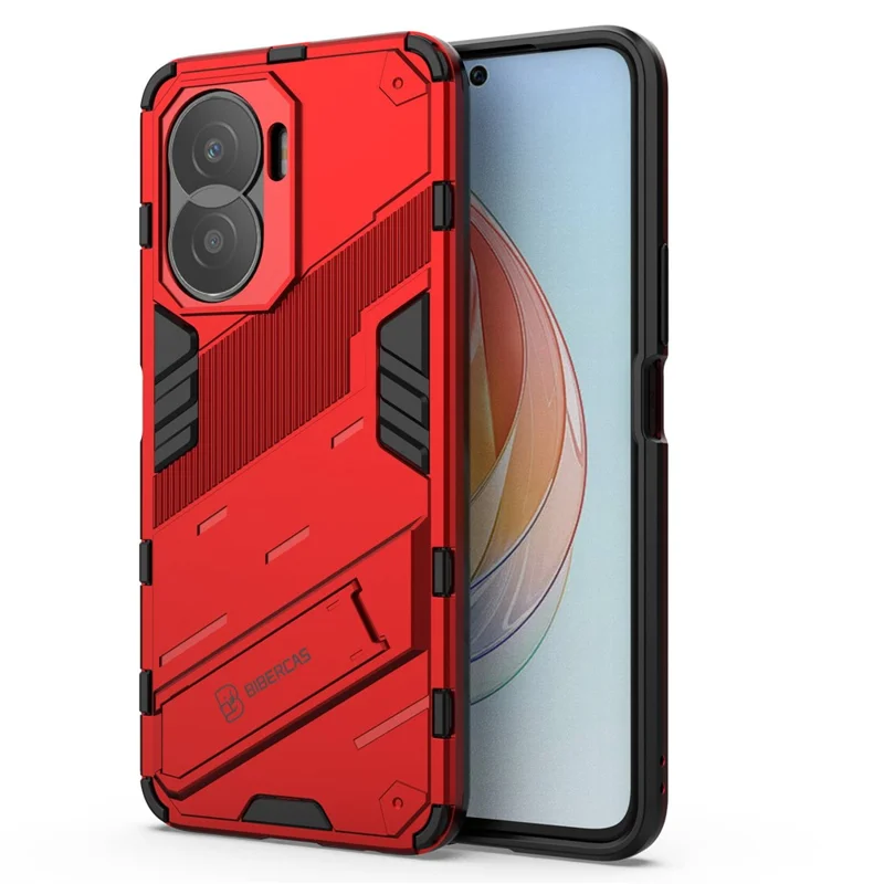 For Honor X40i 5G Shock Absorbing Hybrid TPU + PC Phone Case Kickstand Feature Back Cover - Red