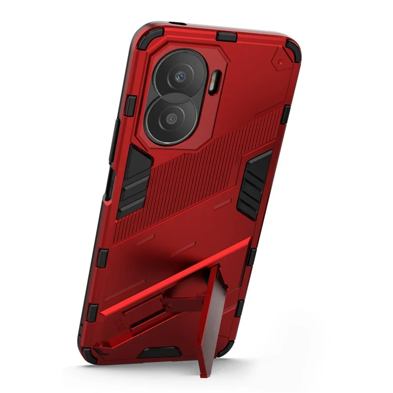 For Honor X40i 5G Shock Absorbing Hybrid TPU + PC Phone Case Kickstand Feature Back Cover - Red