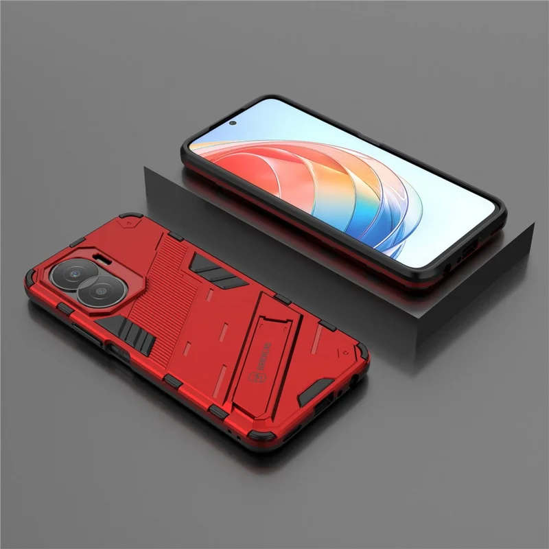 For Honor X40i 5G Shock Absorbing Hybrid TPU + PC Phone Case Kickstand Feature Back Cover - Red