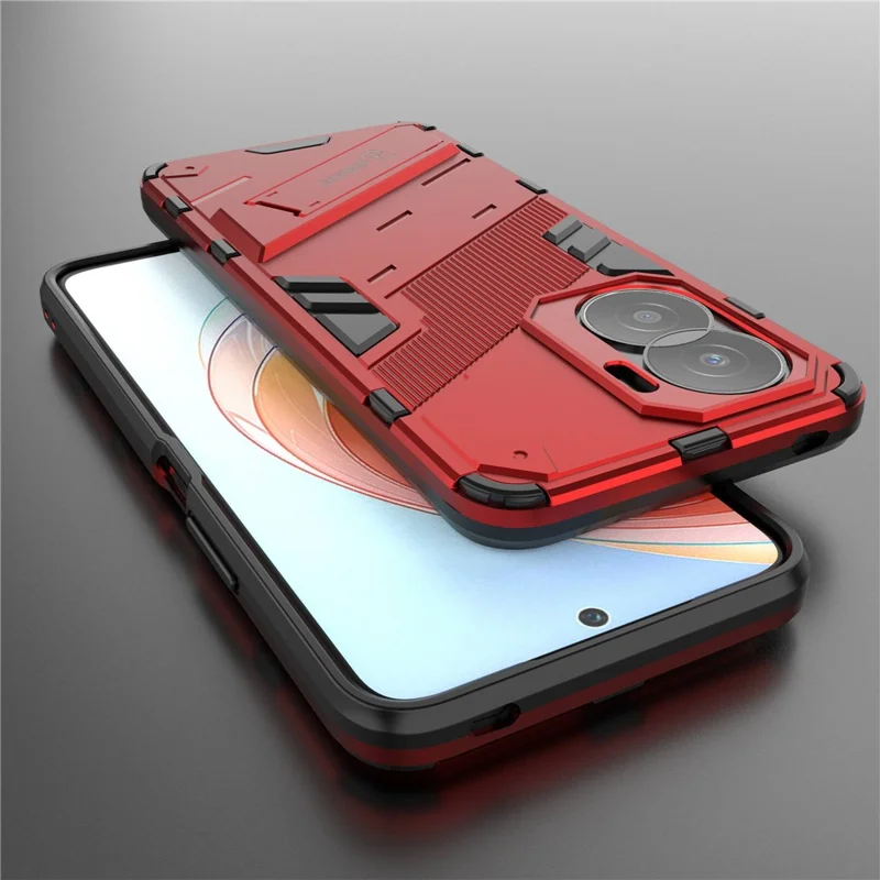 For Honor X40i 5G Shock Absorbing Hybrid TPU + PC Phone Case Kickstand Feature Back Cover - Red