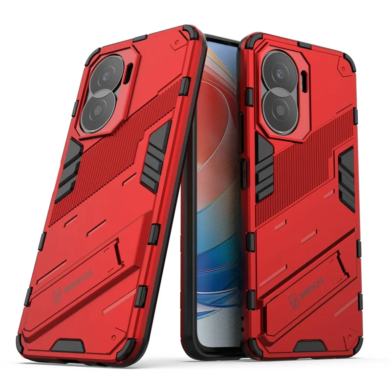 For Honor X40i 5G Shock Absorbing Hybrid TPU + PC Phone Case Kickstand Feature Back Cover - Red