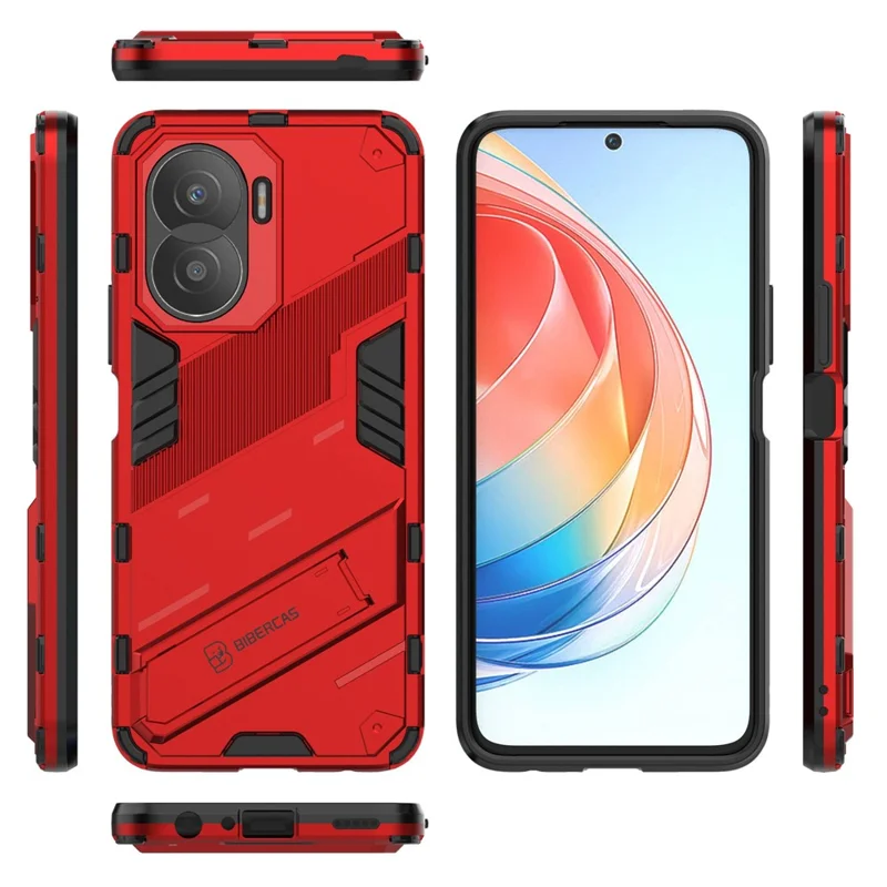For Honor X40i 5G Shock Absorbing Hybrid TPU + PC Phone Case Kickstand Feature Back Cover - Red