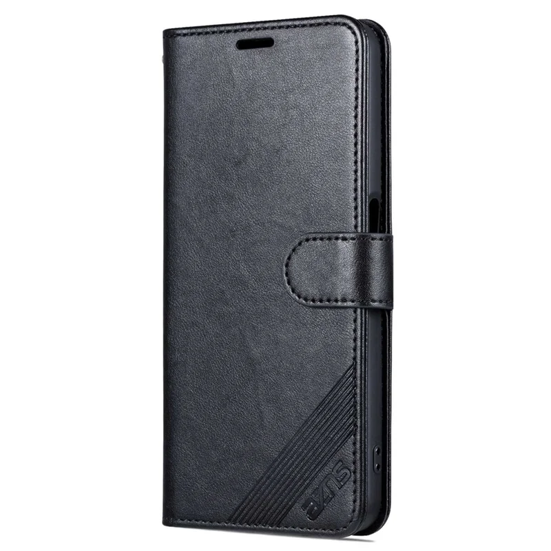 AZNS Anti-fall Flip Wallet Case for Oppo A97 5G, Full Protection PU Leather Phone Cover Shell with Adjustable Stand - Black