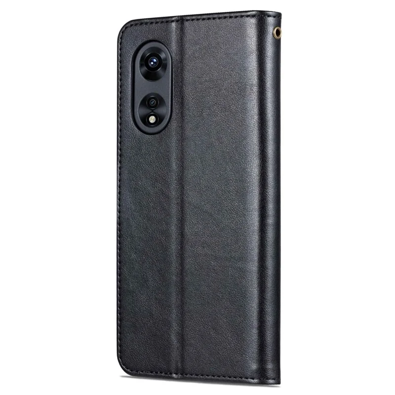 AZNS Anti-fall Flip Wallet Case for Oppo A97 5G, Full Protection PU Leather Phone Cover Shell with Adjustable Stand - Black