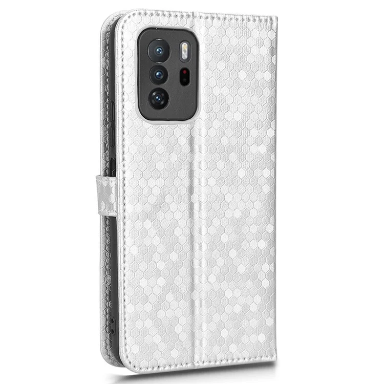 Pour Xiaomi Poco X3 GT / Redmi Note 10 Pro 5G Support du Portefeuille Téléphone pu Leather Point Patter le Fermoir Magnétique Imprimé Couverce - Argent