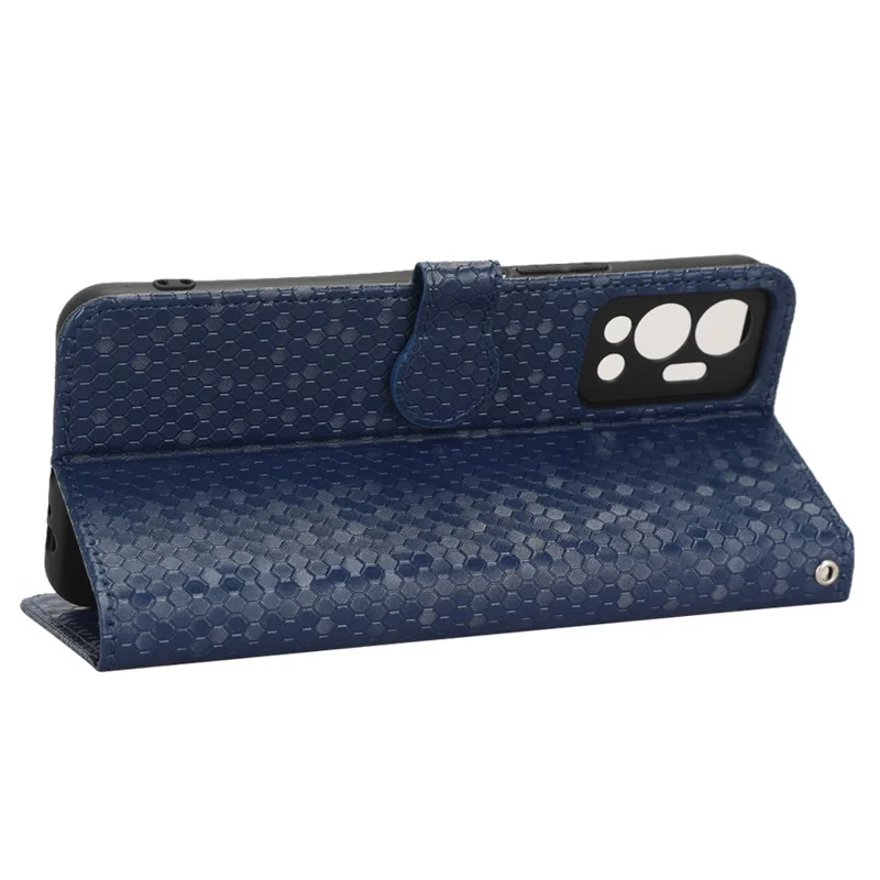 For Infinix Hot 12 4G Mobile Phone Wallet Case Dot Pattern Imprinted PU Leather Stand Phone Cover - Sapphire