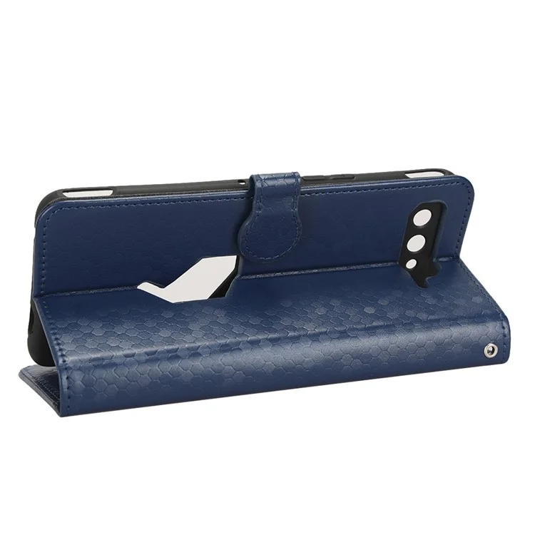 Dot Pattern Imprinted Case for Asus ROG Phone 5, PU Leather Stand Wallet Well-protected Phone Cover - Sapphire