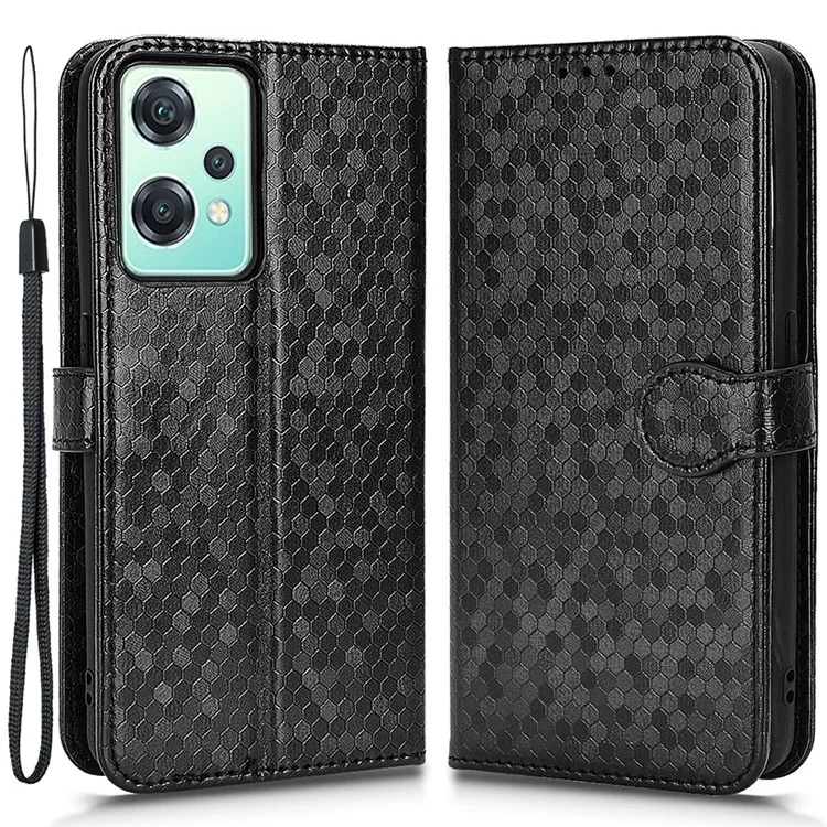 For OnePlus Nord CE 2 5G Cell Phone Case Dot Pattern Imprinted Phone Cover PU Leather Stand Wallet - Black