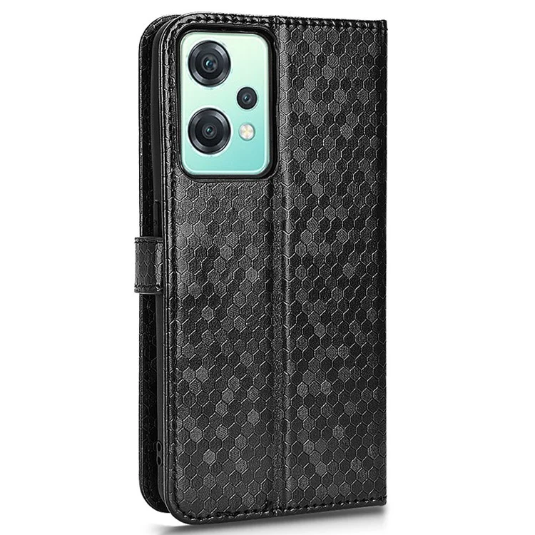 For OnePlus Nord CE 2 5G Cell Phone Case Dot Pattern Imprinted Phone Cover PU Leather Stand Wallet - Black