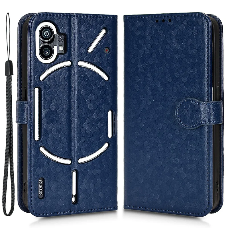 Dot Pattern Imprinted Phone Case for Nothing phone (1) 5G, Dustproof PU Leather Stand Wallet Cover - Sapphire