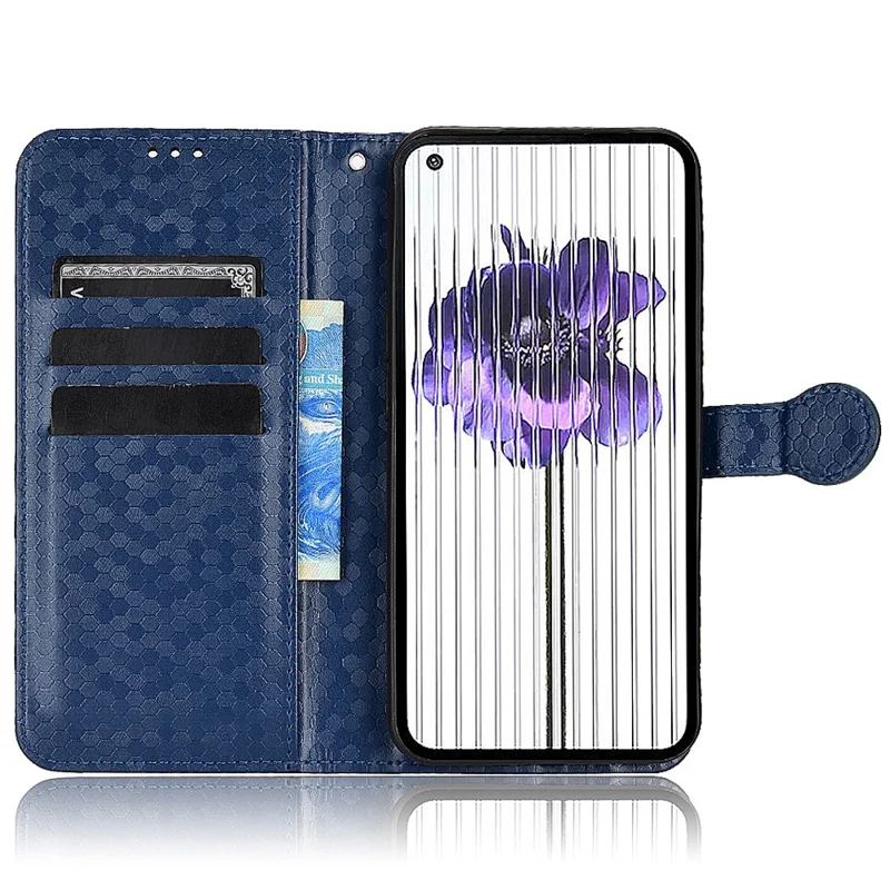 Dot Pattern Imprinted Phone Case for Nothing phone (1) 5G, Dustproof PU Leather Stand Wallet Cover - Sapphire