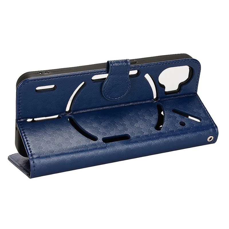 Dot Pattern Imprinted Phone Case for Nothing phone (1) 5G, Dustproof PU Leather Stand Wallet Cover - Sapphire