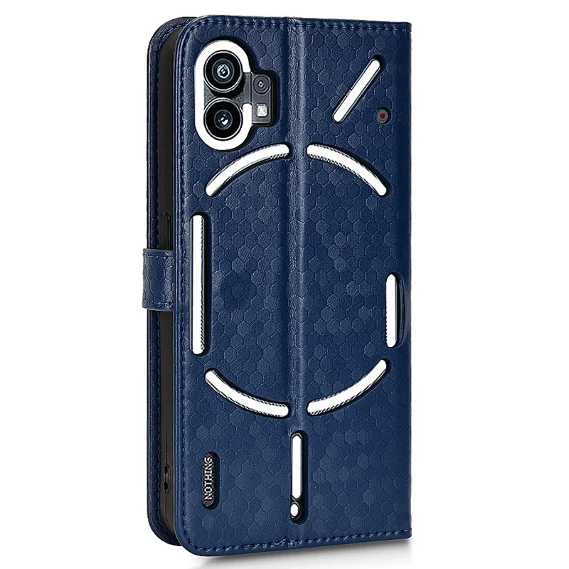 Dot Pattern Imprinted Phone Case for Nothing phone (1) 5G, Dustproof PU Leather Stand Wallet Cover - Sapphire