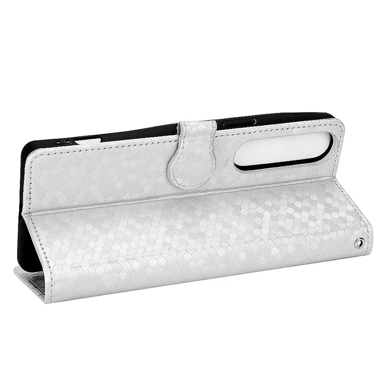For Sony Xperia 1 IV 5G Dot Pattern Imprinted Anti-scratch Phone Cover Leather Stand Wallet Protective Case - Silver