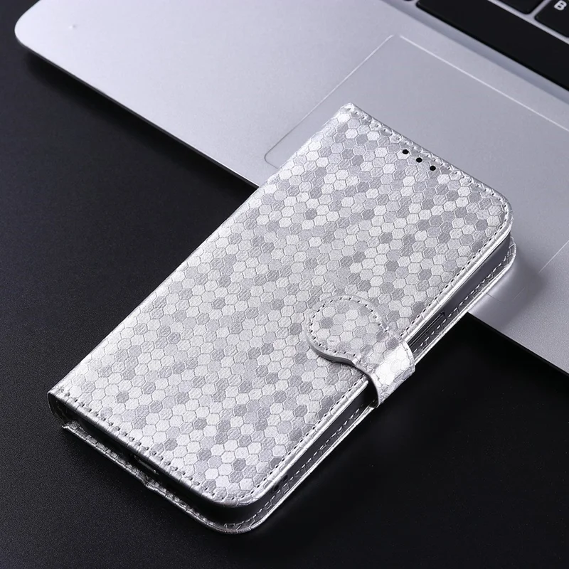 For Sony Xperia 1 IV 5G Dot Pattern Imprinted Anti-scratch Phone Cover Leather Stand Wallet Protective Case - Silver