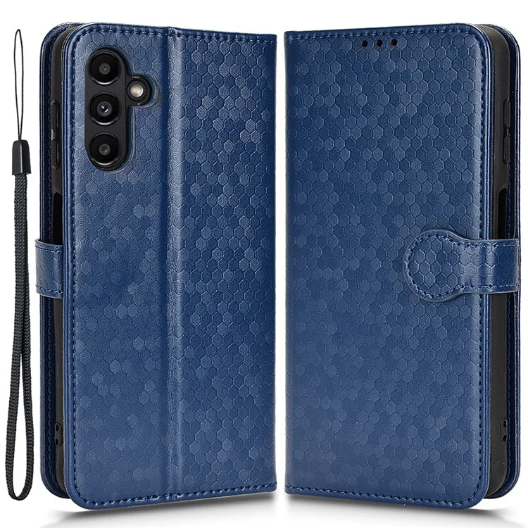 Para Samsung Galaxy A13 5G / A04s 4G (164,7 x 76,7 x 9,1 Mm) Follio Flip PU Caso de Couro Padrão de Ponto Impressido Phone Stand Cobert - Safira