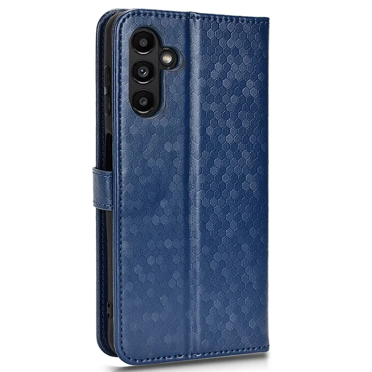 Para Samsung Galaxy A13 5G / A04s 4G (164,7 x 76,7 x 9,1 Mm) Follio Flip PU Caso de Couro Padrão de Ponto Impressido Phone Stand Cobert - Safira