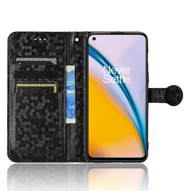Dot Pattern Imprinted Phone Cover for OnePlus Nord 2 5G, Full Protection PU Leather Viewing Stand Wallet Case - Black