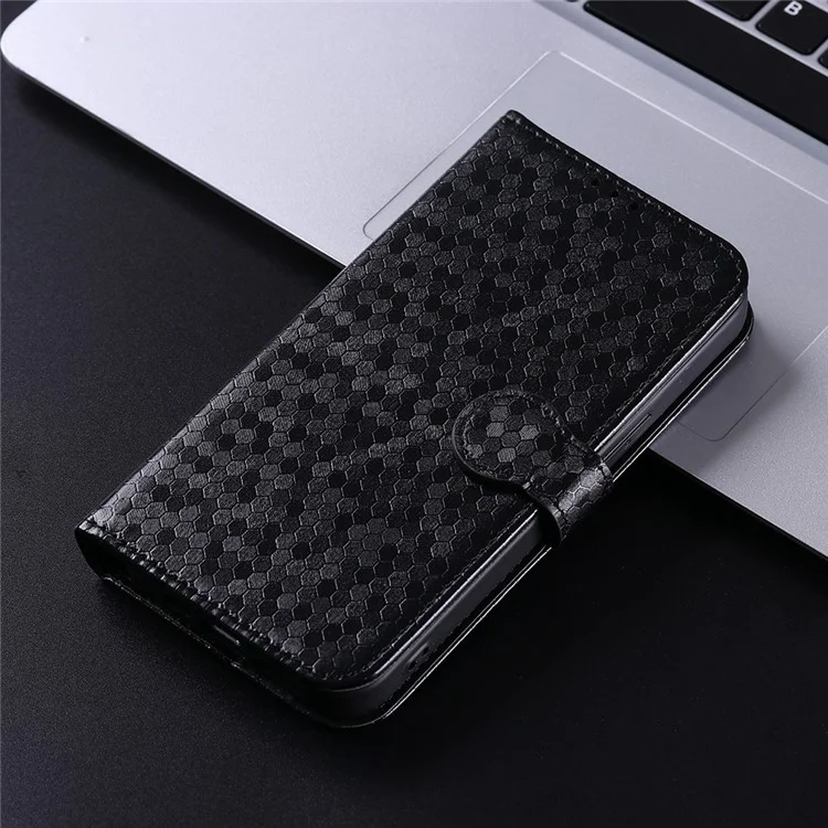 Dot Pattern Imprinted Phone Cover for OnePlus Nord 2 5G, Full Protection PU Leather Viewing Stand Wallet Case - Black
