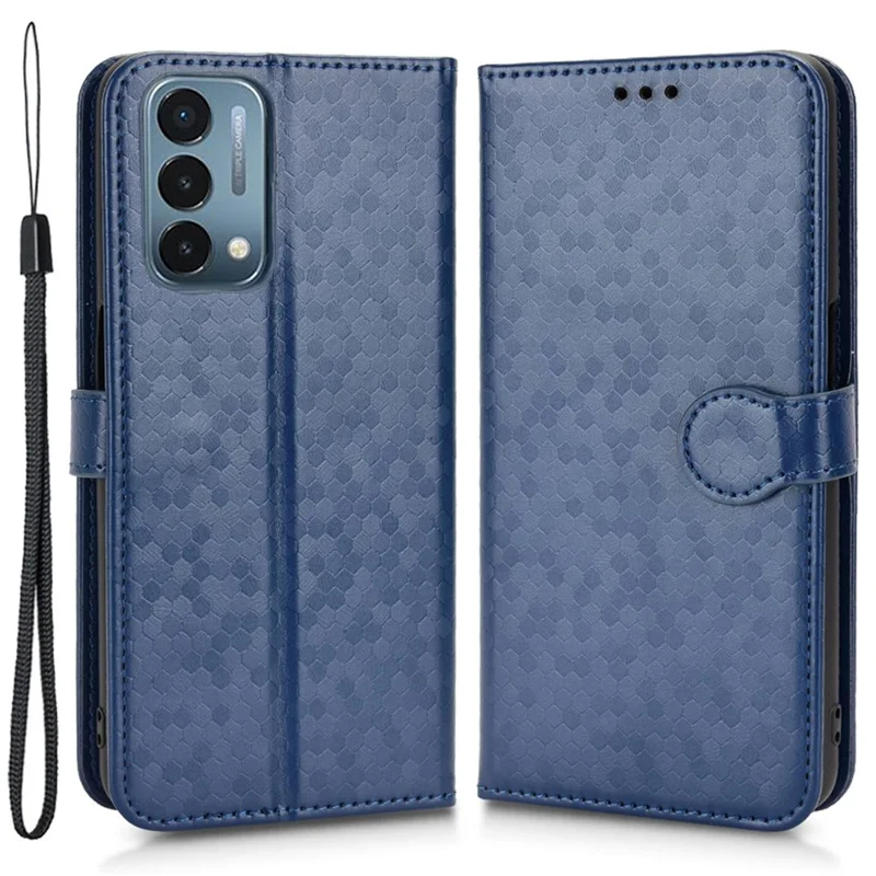 For OnePlus Nord N200 5G Folio Flip Wallet Case Dot Pattern Imprinted PU Leather Stand Well-protected Cover - Sapphire