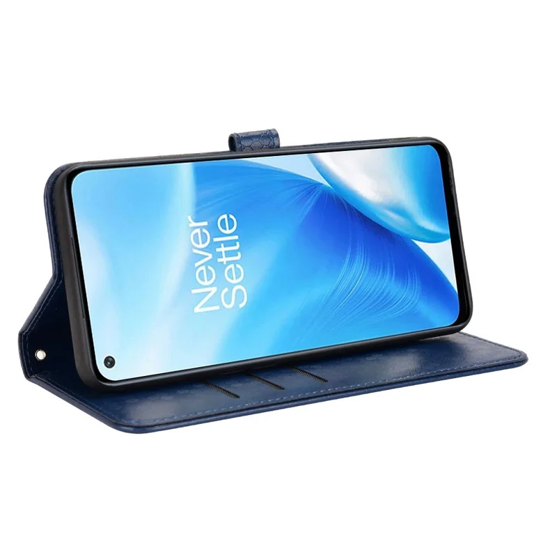 For OnePlus Nord N200 5G Folio Flip Wallet Case Dot Pattern Imprinted PU Leather Stand Well-protected Cover - Sapphire