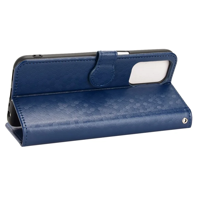 For OnePlus Nord N200 5G Folio Flip Wallet Case Dot Pattern Imprinted PU Leather Stand Well-protected Cover - Sapphire